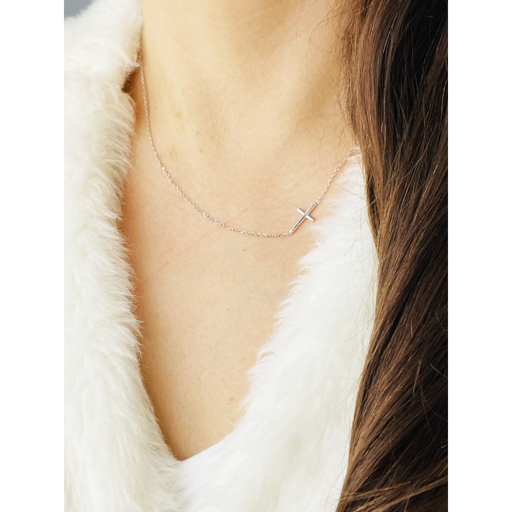 Kreuz 925 Silber Halskette Halsband Damen