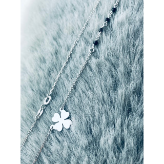 Kleeblatt 925 Silber Halskette mit Spinel Halsband Damen