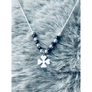 Kleeblatt 925 Silber Halskette mit Spinel Halsband Damen