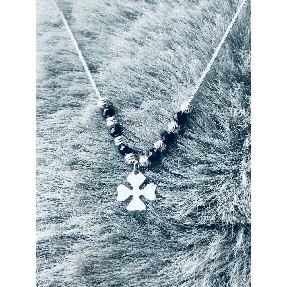 Kleeblatt 925 Silber Halskette mit Spinel Halsband Damen