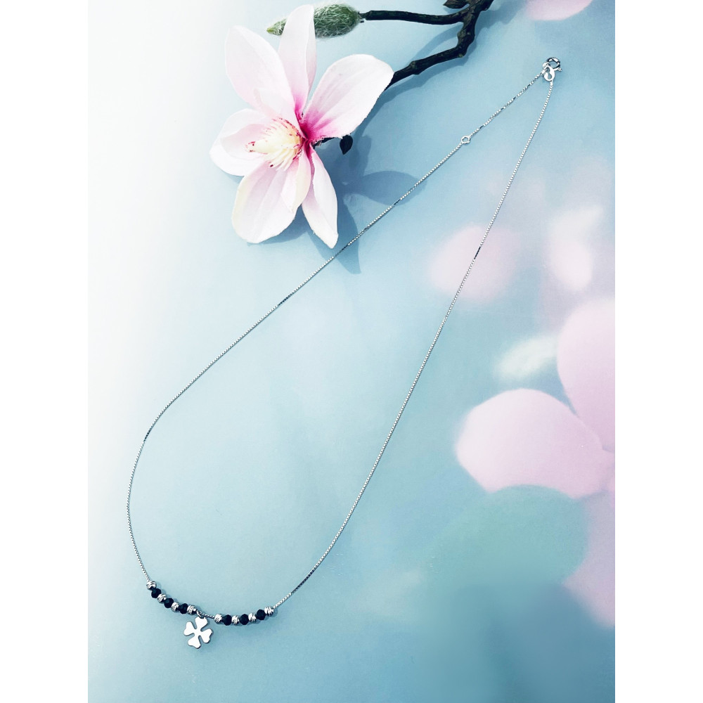 Kleeblatt 925 Silber Halskette mit Spinel Halsband Damen