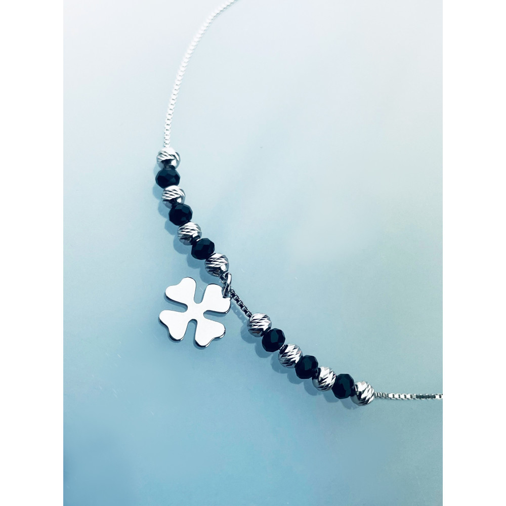 Kleeblatt 925 Silber Halskette mit Spinel Halsband Damen