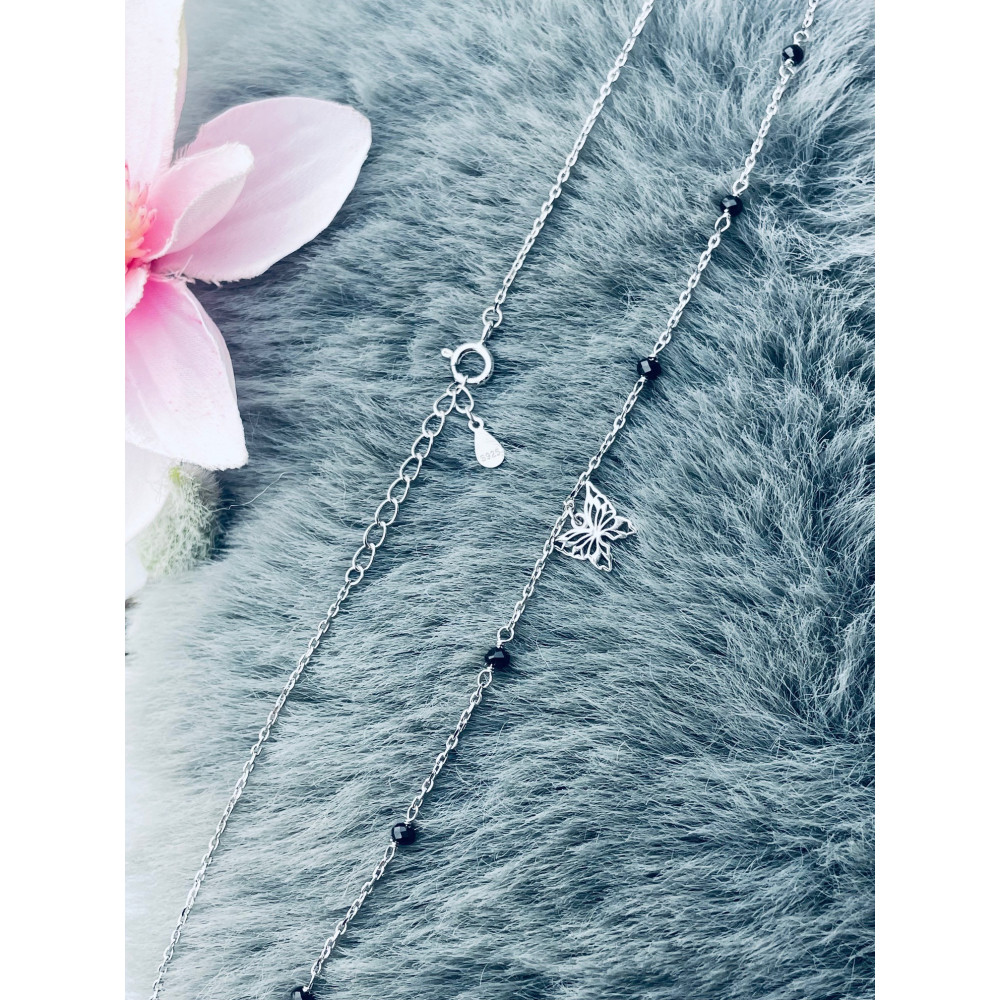 Schmetterling 925 Silber Halskette mit Spinel Halsband Damen