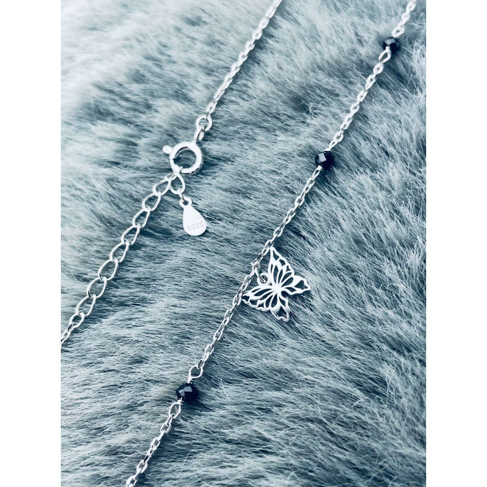 Schmetterling 925 Silber Halskette mit Spinel Halsband Damen