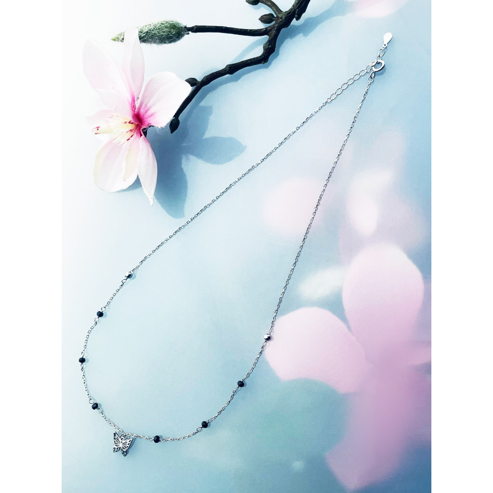 Schmetterling 925 Silber Halskette mit Spinel Halsband Damen