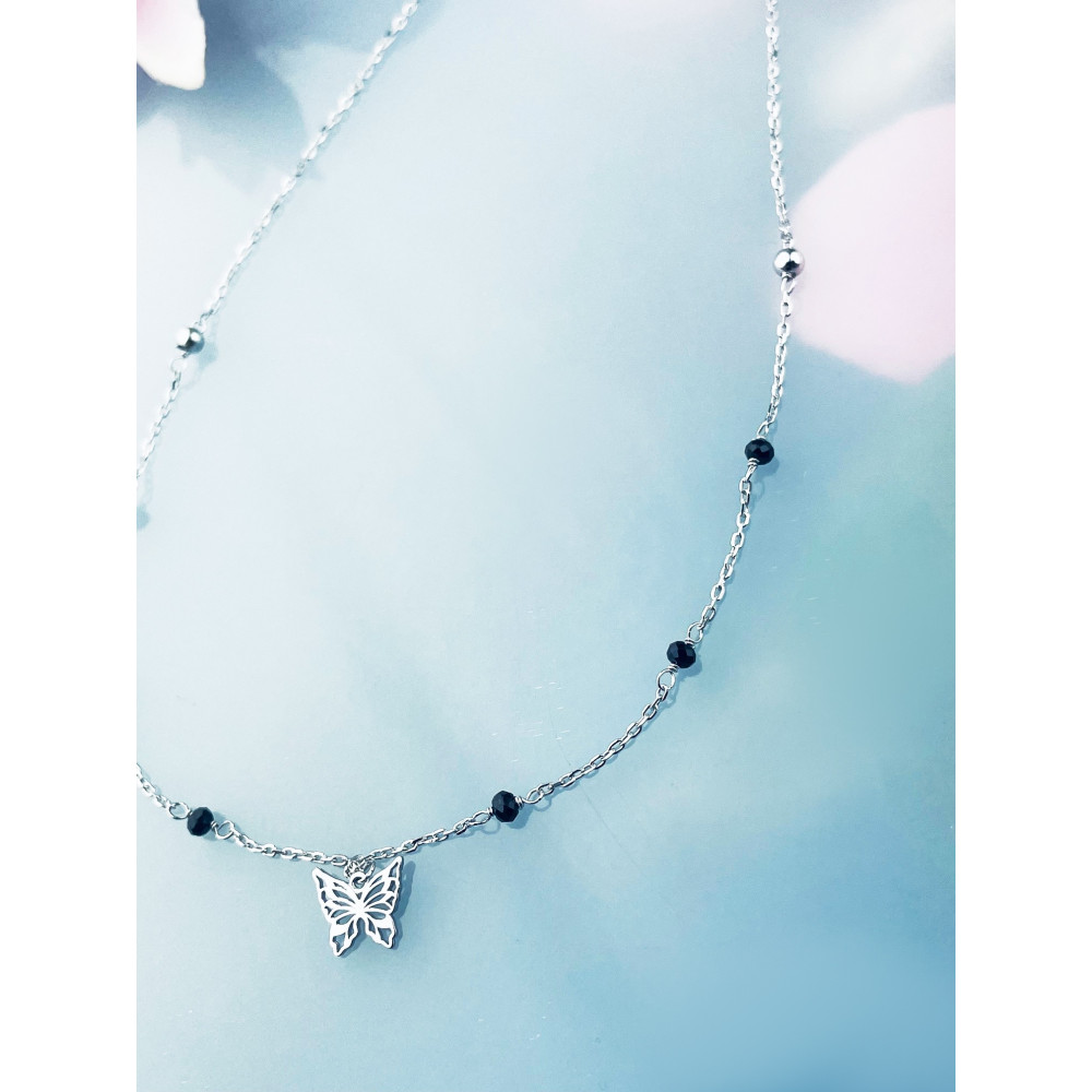 Schmetterling 925 Silber Halskette mit Spinel Halsband Damen