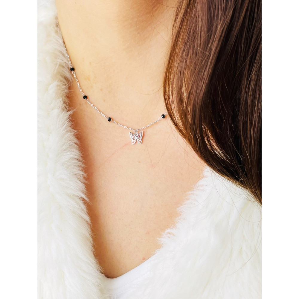 Schmetterling 925 Silber Halskette mit Spinel Halsband Damen