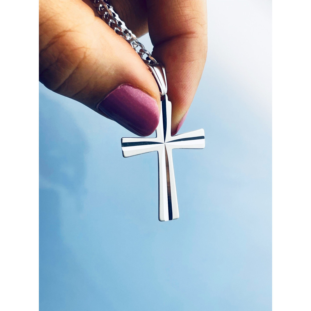 copy of Srebrny komplet naszyjnik łańcuszek rombo zawieszka Archanioł Michał