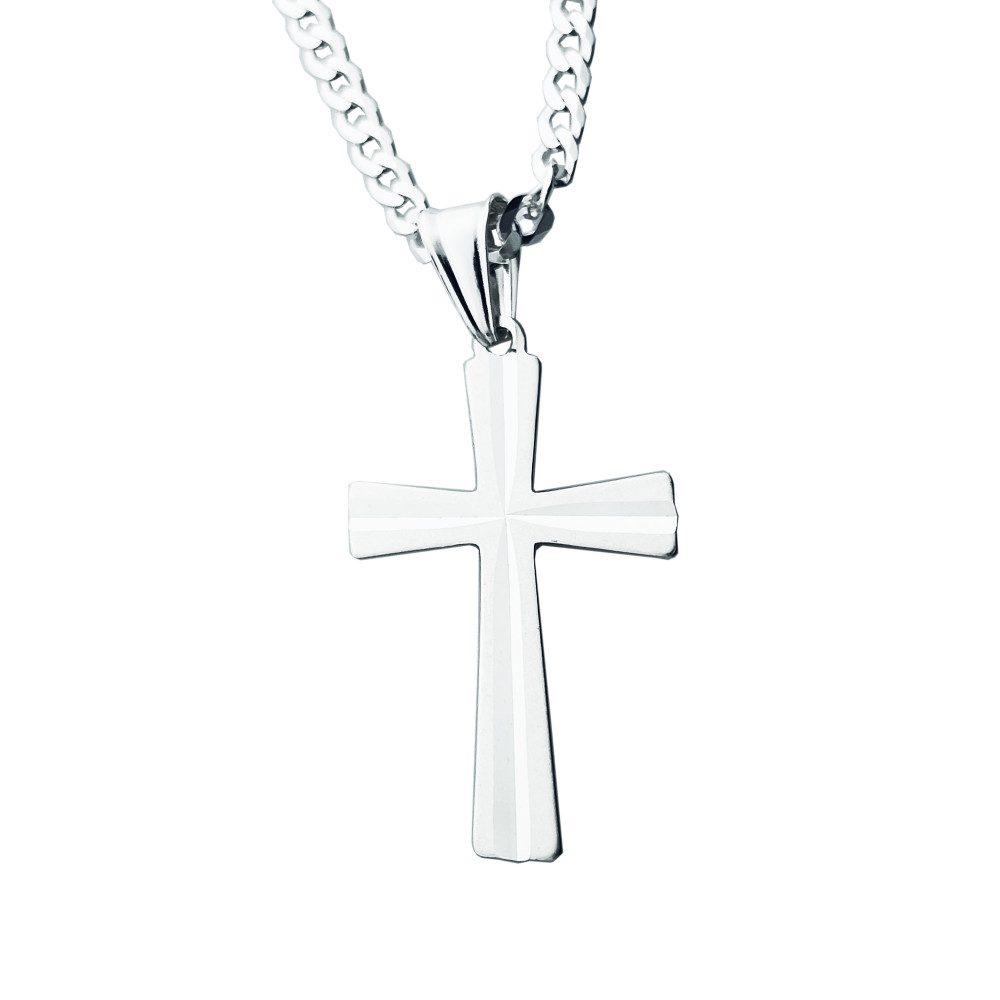 925 Silber Halskette mit Panzerkette und großes Kreuz