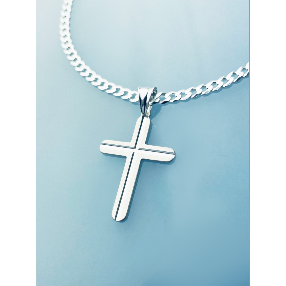 copy of Srebrny komplet naszyjnik łańcuszek rombo zawieszka Archanioł Michał