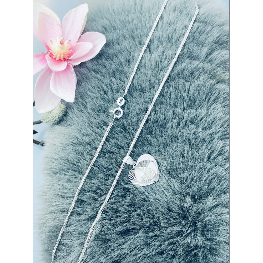 copy of Srebrny komplet naszyjnik łańcuszek rombo zawieszka Archanioł Michał