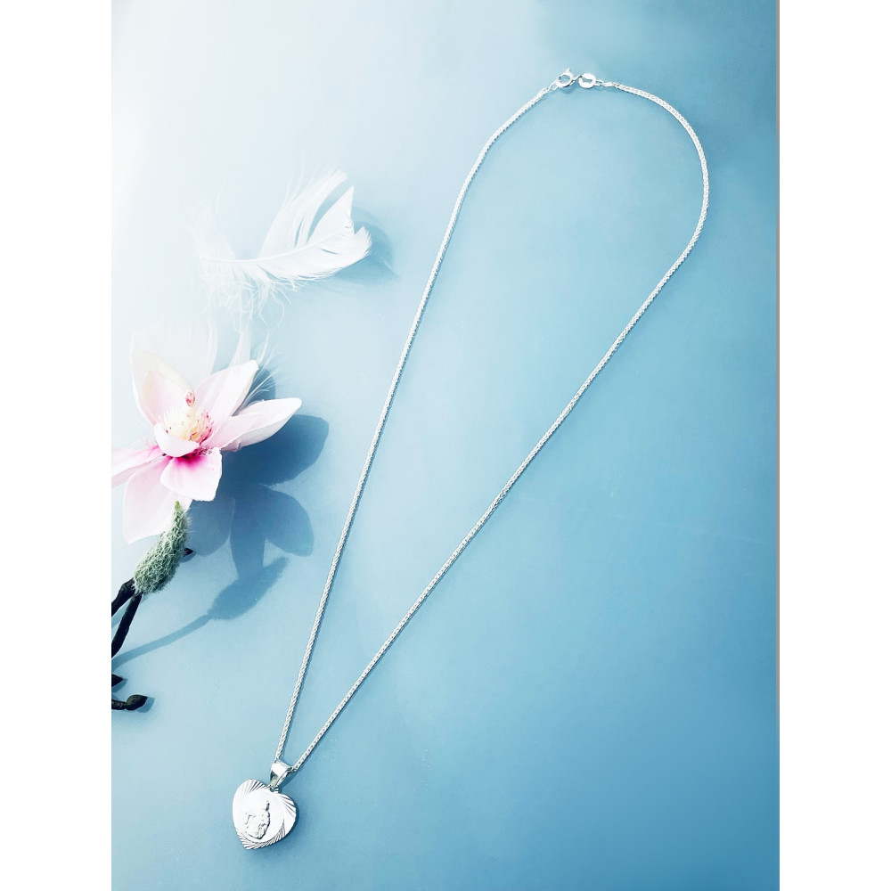 925 Silber Halskette mit Kette und Anhänger Madonna Maria und Jezus