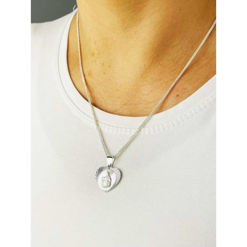 925 Silber Halskette mit Kette und Anhänger Madonna Maria und Jezus