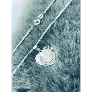 925 Silber Halskette mit Kette und Anhänger Madonna Maria und Jezus