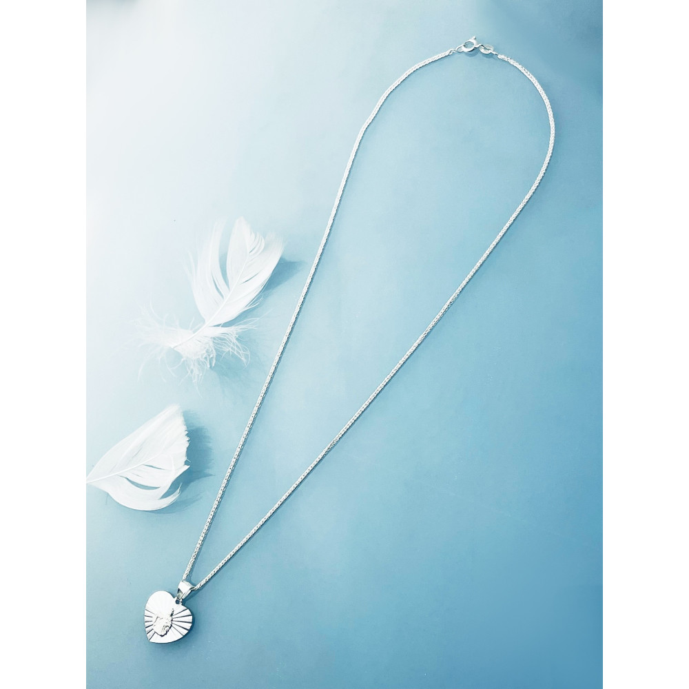 925 Silber Halskette mit Kette und Anhänger Madonna Maria und Jezus