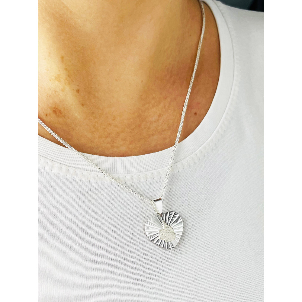 copy of Srebrny komplet naszyjnik łańcuszek rombo zawieszka Archanioł Michał