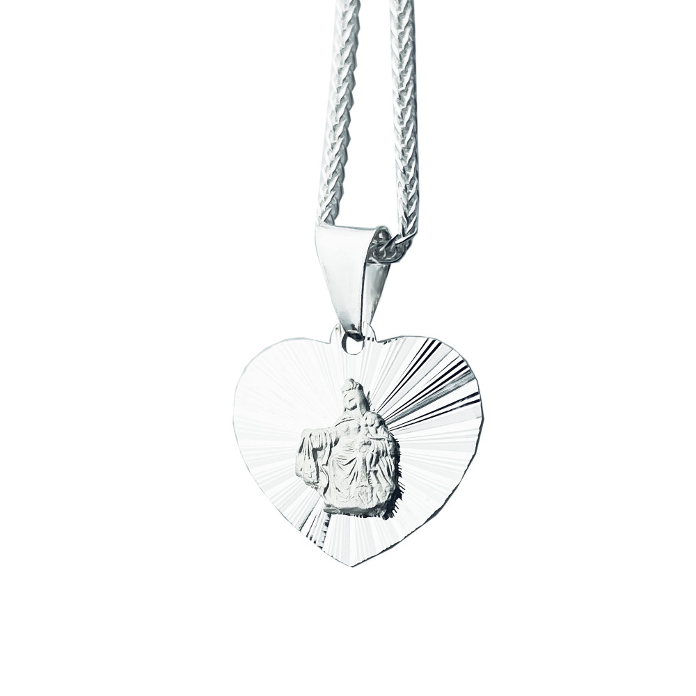 925 Silber Halskette mit Kette und Anhänger Madonna Maria und Jezus