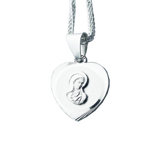 925 Silber Halskette mit Spiga-kette und Anhänger Madonna Maria Erstkommunion Taufe