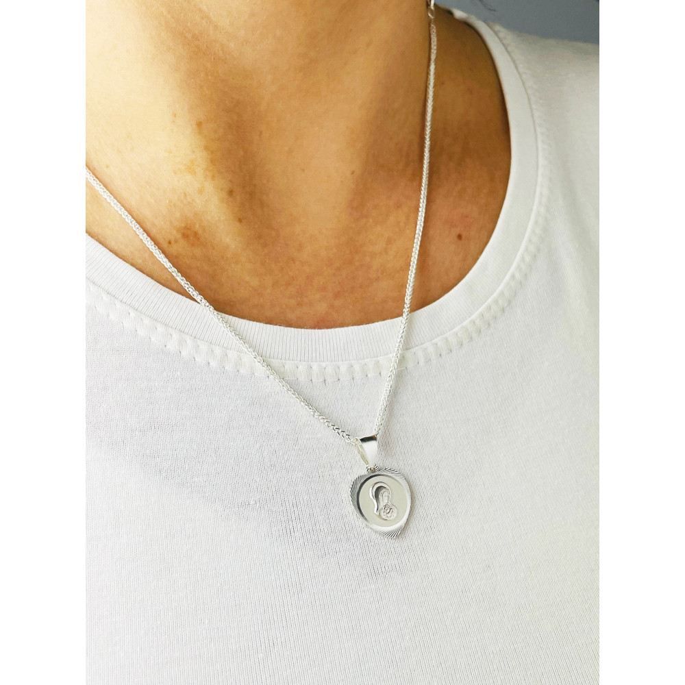 925 Silber Halskette mit Spiga-kette und Anhänger Madonna Maria Erstkommunion Taufe