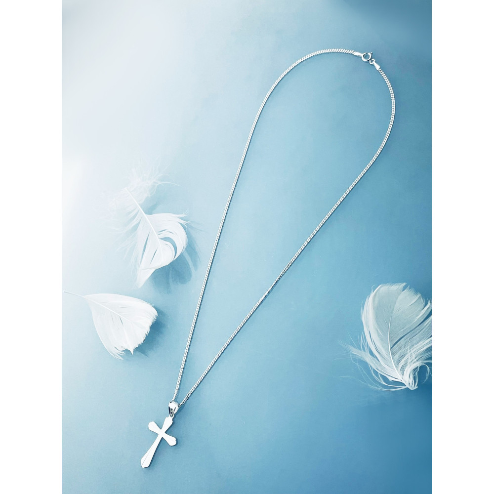 copy of Srebrny komplet naszyjnik łańcuszek rombo zawieszka Archanioł Michał