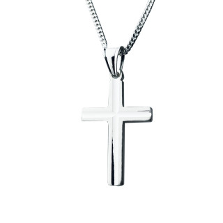 925 Silber Halskette mit Panzerkette und Anhänger Kreuz Erstkommunion Taufe