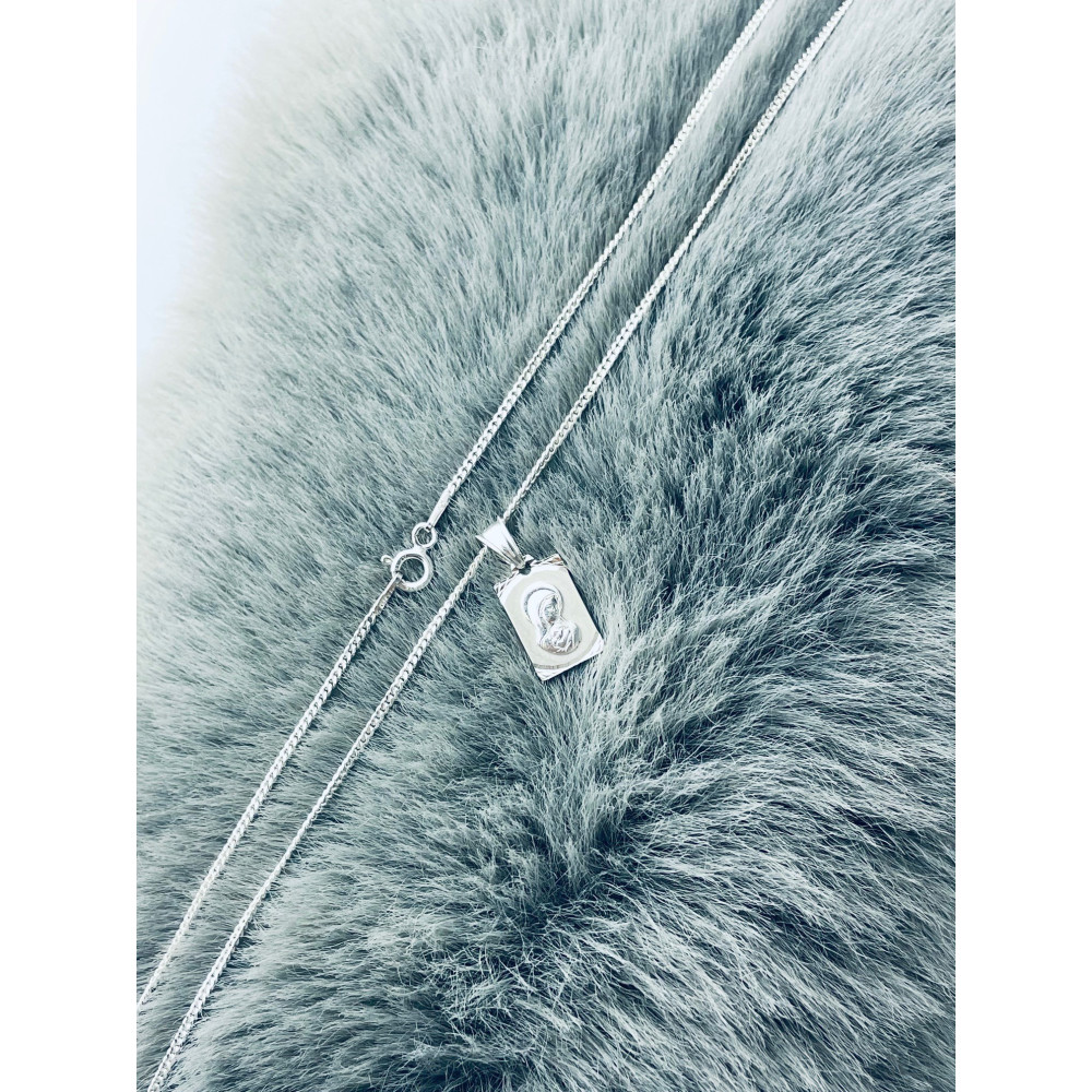 925 Silber Halskette mit Panzerkette und Anhänger Madonna Maria Erstkommunion Taufe