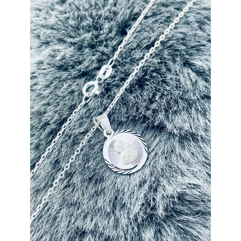 copy of Srebrny komplet naszyjnik łańcuszek rombo zawieszka Archanioł Michał