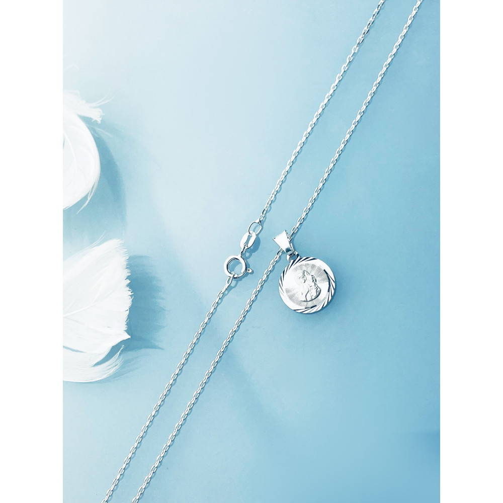 copy of Srebrny komplet naszyjnik łańcuszek rombo zawieszka Archanioł Michał