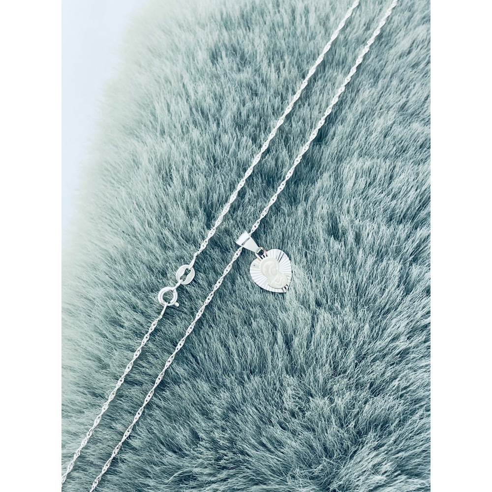 copy of Srebrny komplet naszyjnik łańcuszek rombo zawieszka Archanioł Michał