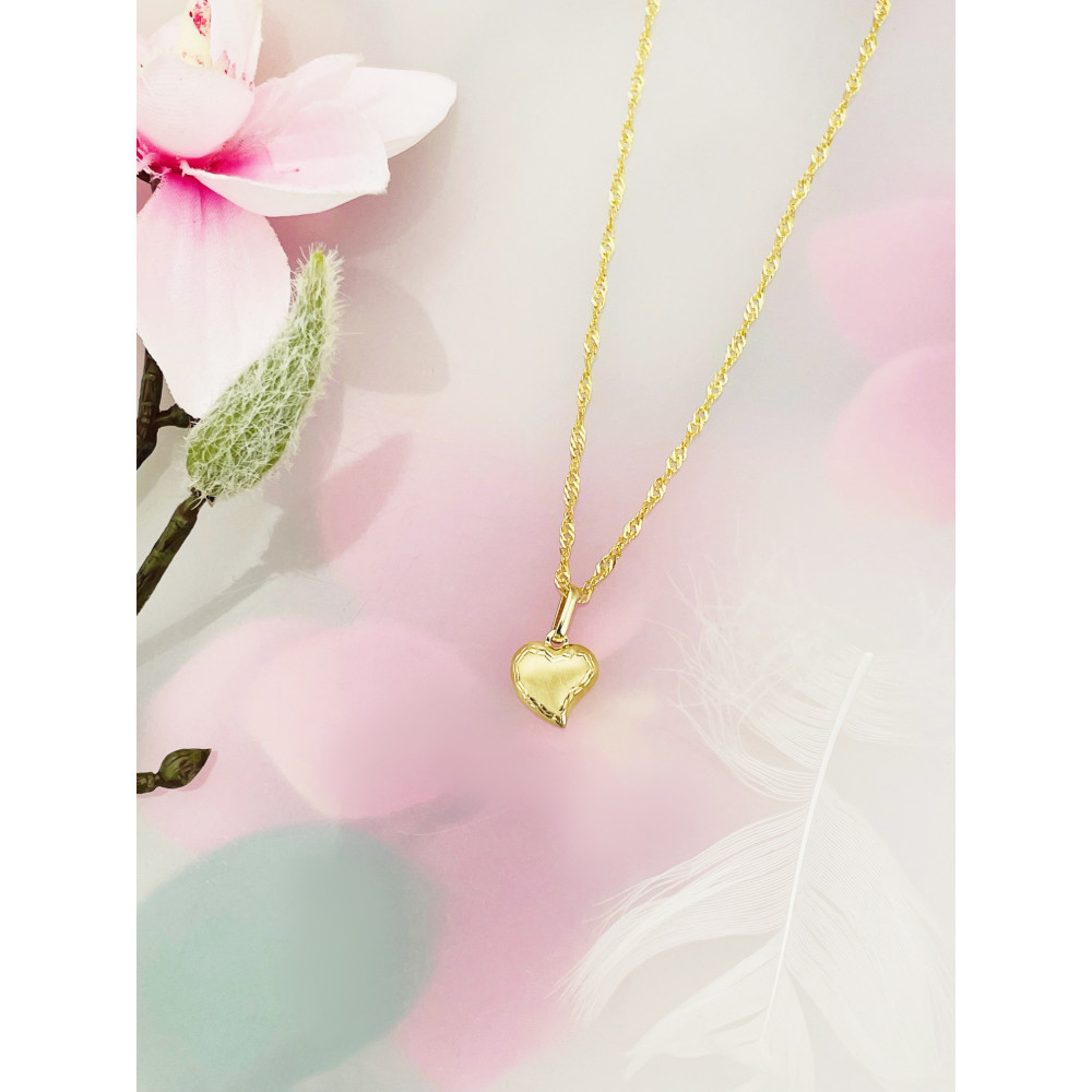 Złoty wisiorek zawieszka serce serduszko frezowane matowe figurka