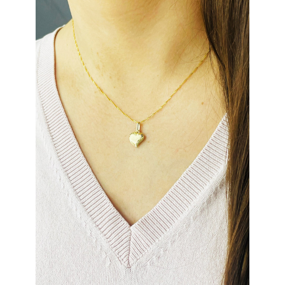 Złoty wisiorek zawieszka serce serduszko frezowane matowe figurka