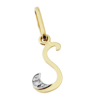 Złoty wisiorek zawieszka ozdobna literka S z cyrkoniami