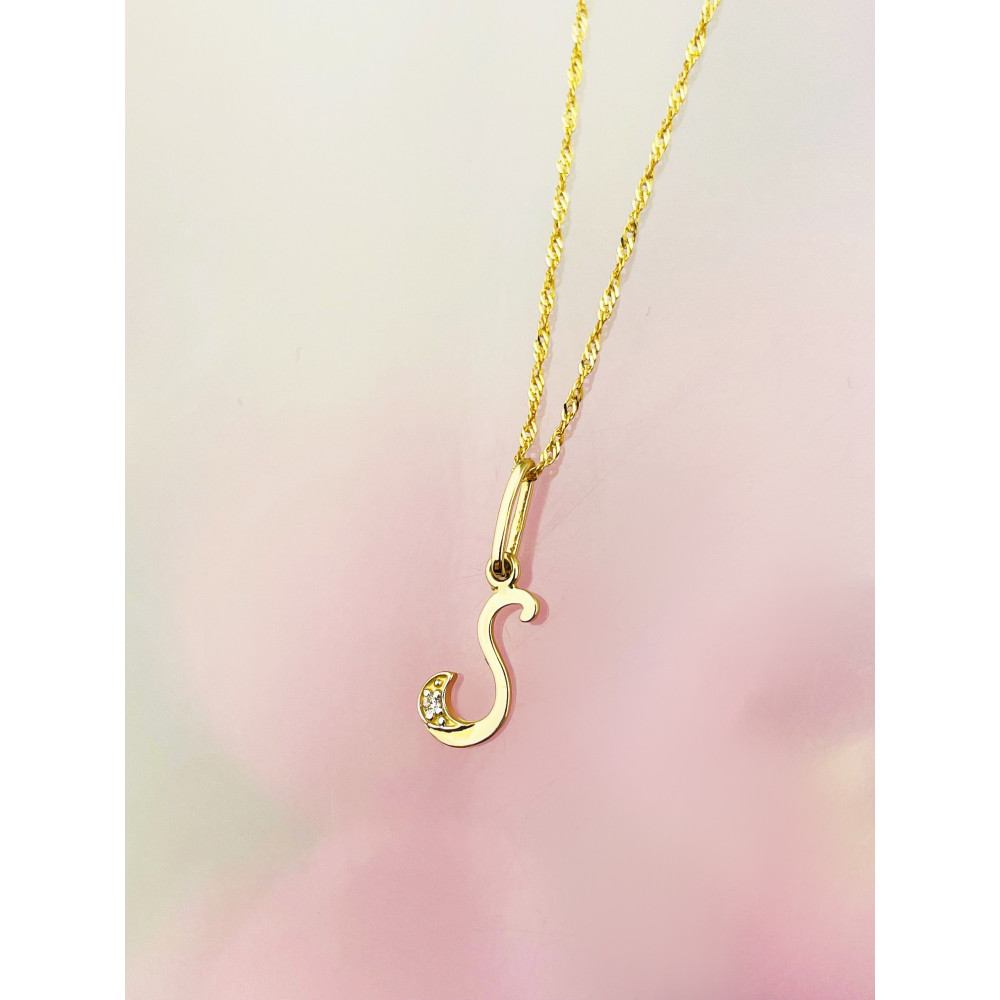 Anhänger Buchstabe S Kettenanhänger Goldanhänger mit Zirkonia Gelbgold