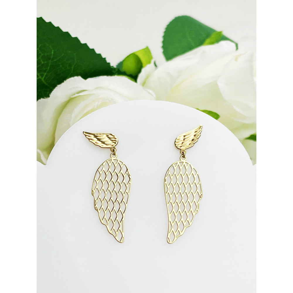 Gold Ohrringe Flügel Ohrhänger Ohrstecker Ohrschmuck Gelbgold