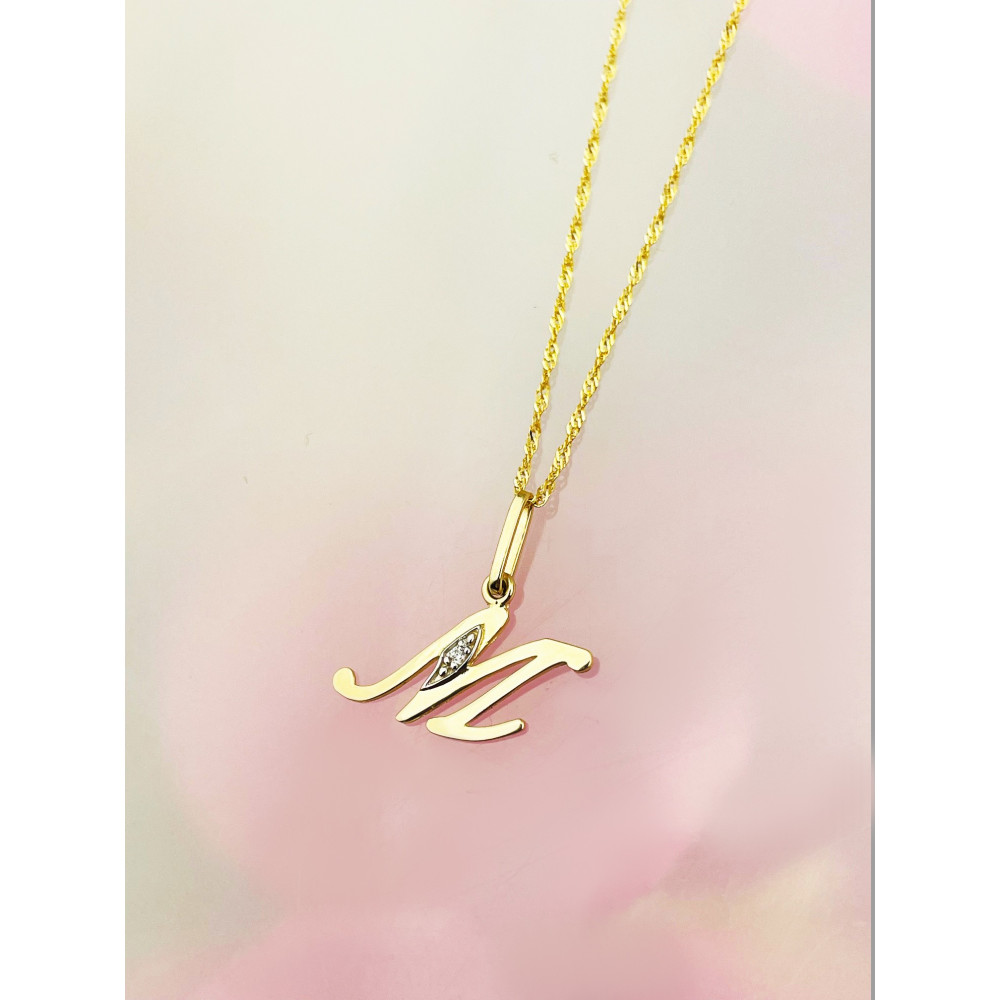 Anhänger Buchstabe M Kettenanhänger Goldanhänger mit Zirkonia Gelbgold