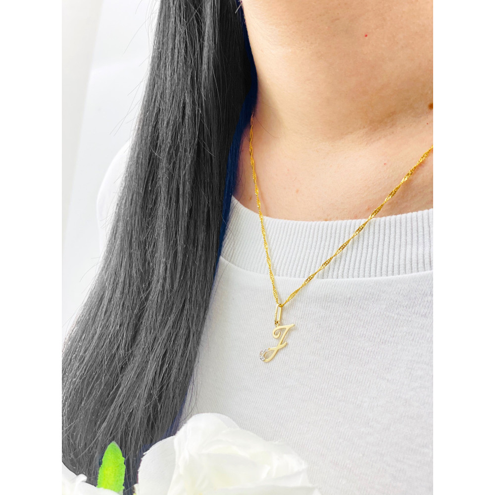 Anhänger Buchstabe J Kettenanhänger Goldanhänger mit Zirkonia Gelbgold