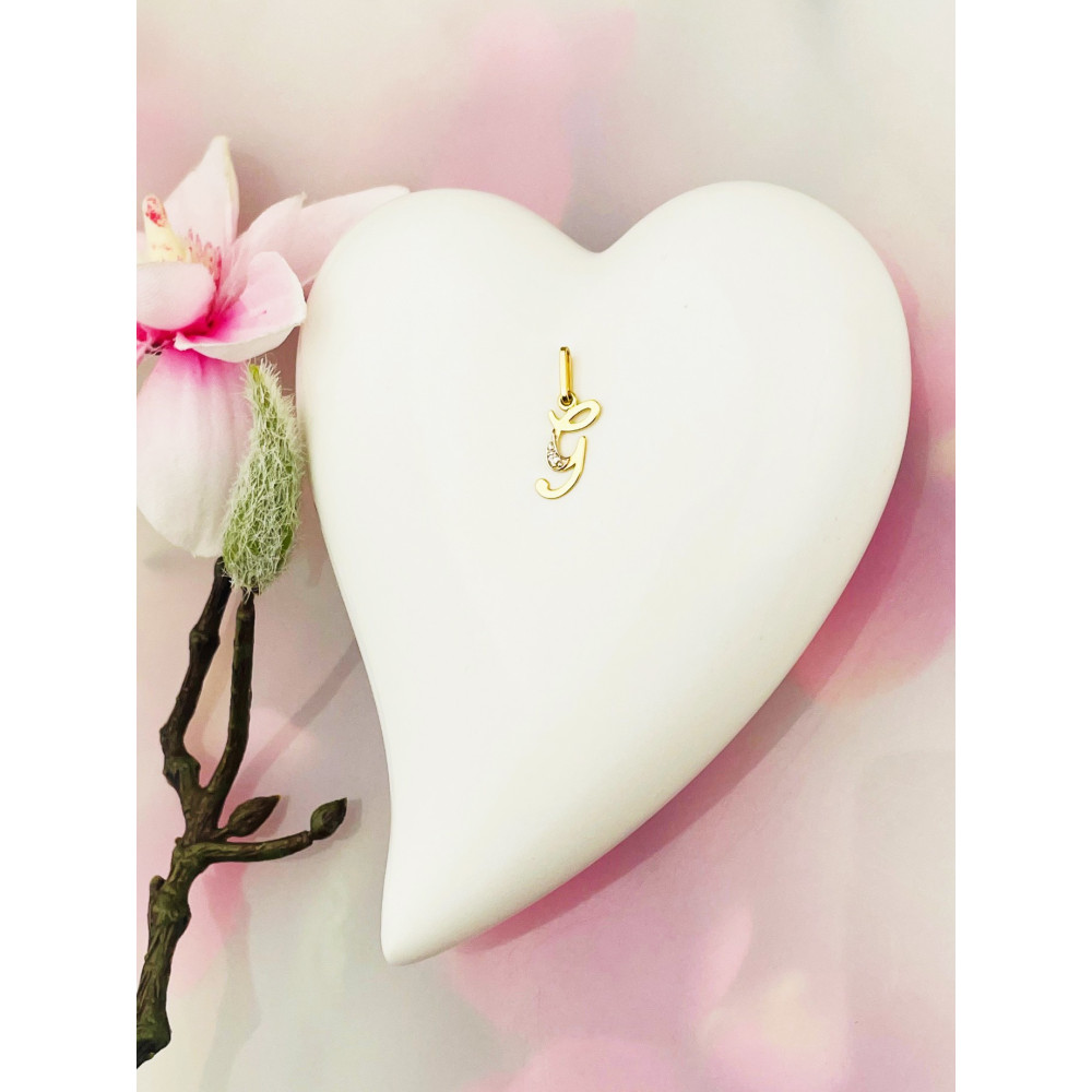 Złoty wisiorek zawieszka ozdobna literka G z cyrkoniami