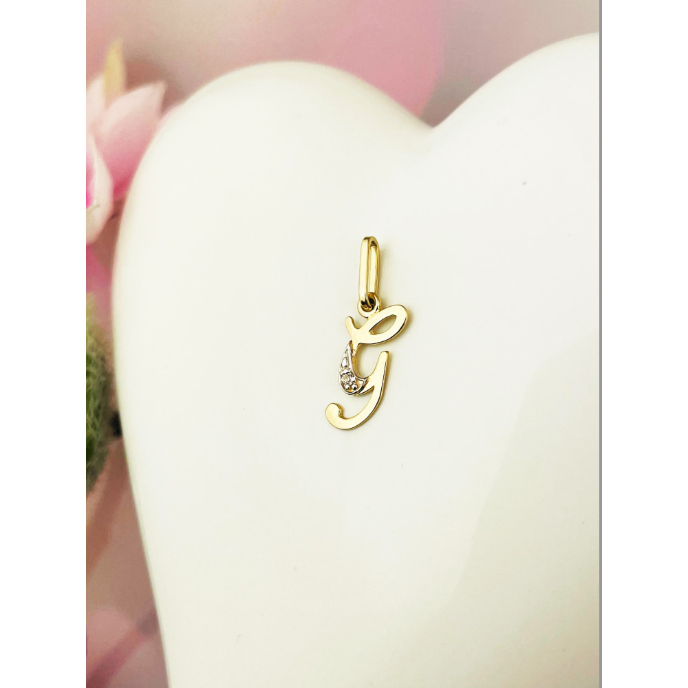 Anhänger Buchstabe G Kettenanhänger Goldanhänger mit Zirkonia Gelbgold