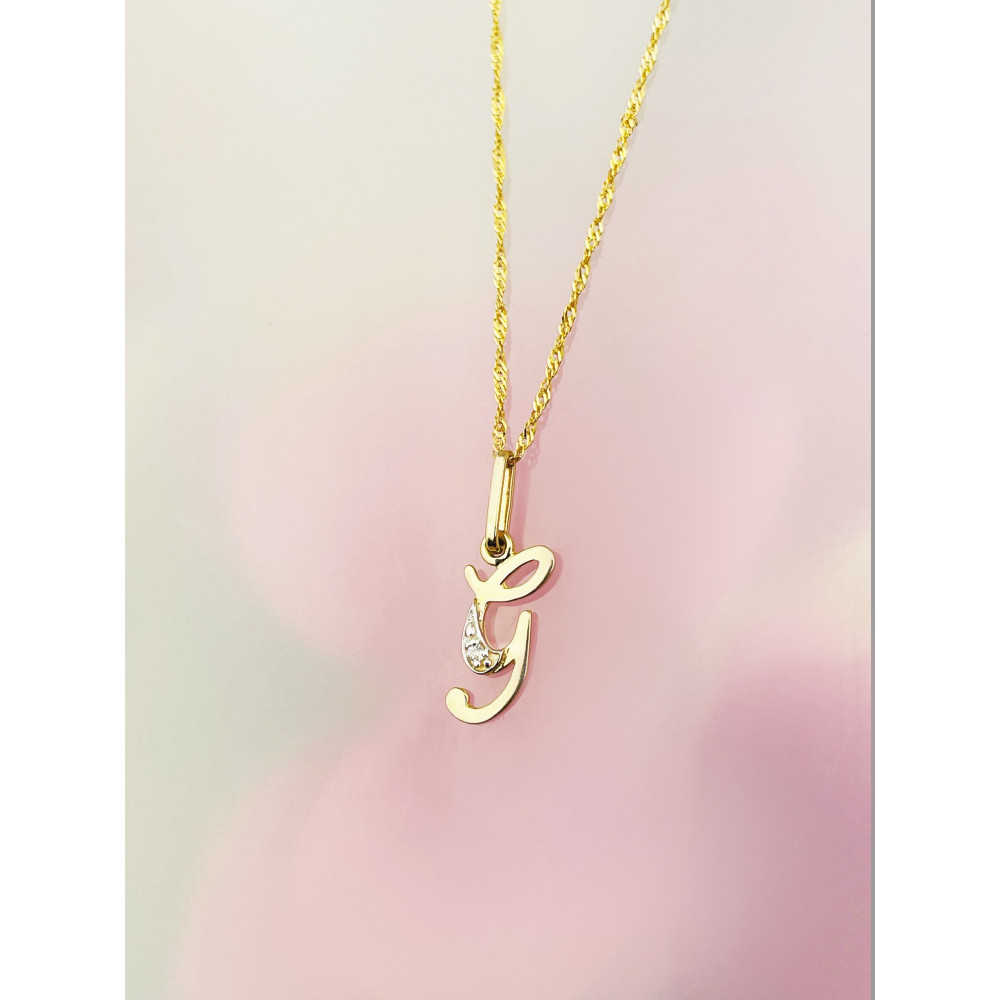 Anhänger Buchstabe G Kettenanhänger Goldanhänger mit Zirkonia Gelbgold