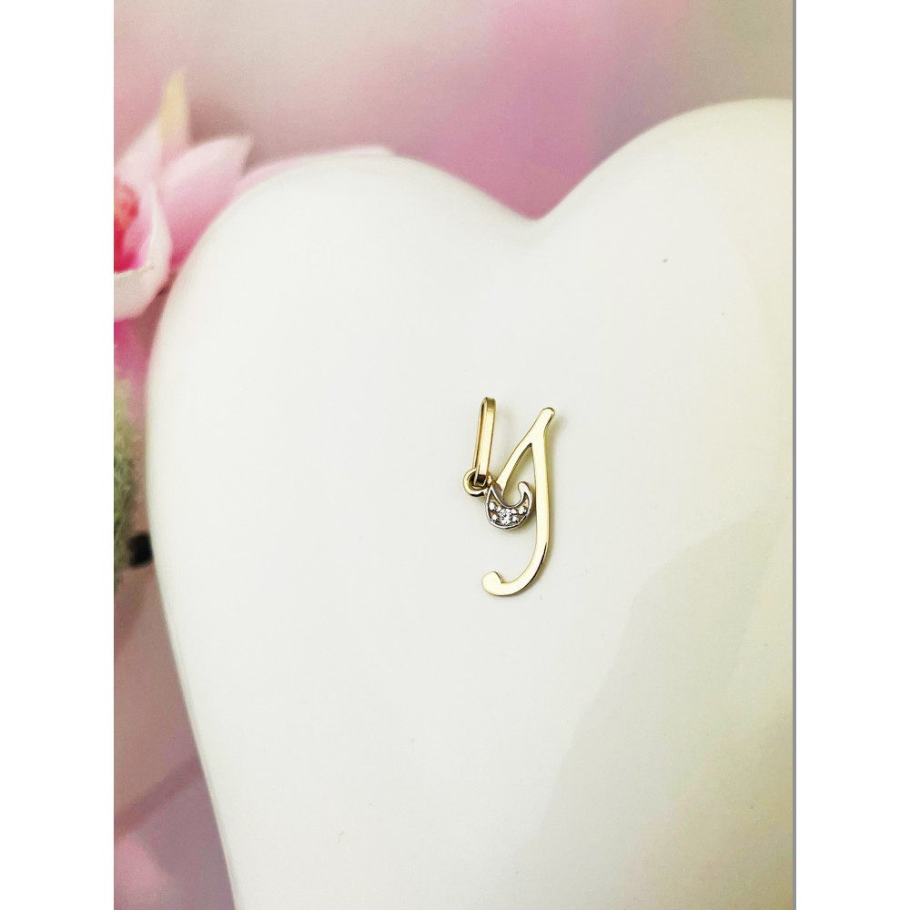 Anhänger Buchstabe I Kettenanhänger Goldanhänger mit Zirkonia Gelbgold