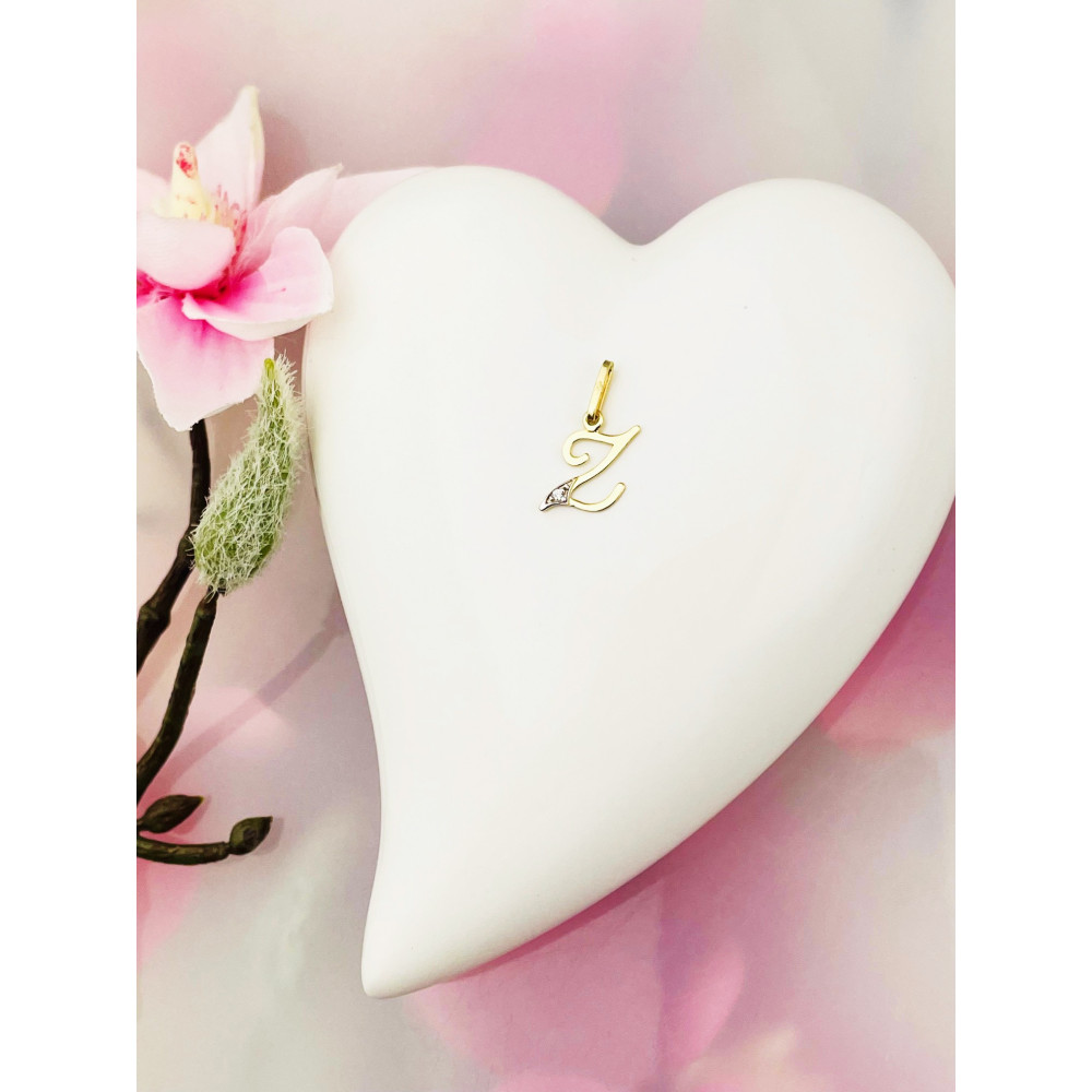 Złoty wisiorek zawieszka ozdobna literka Z z cyrkoniami