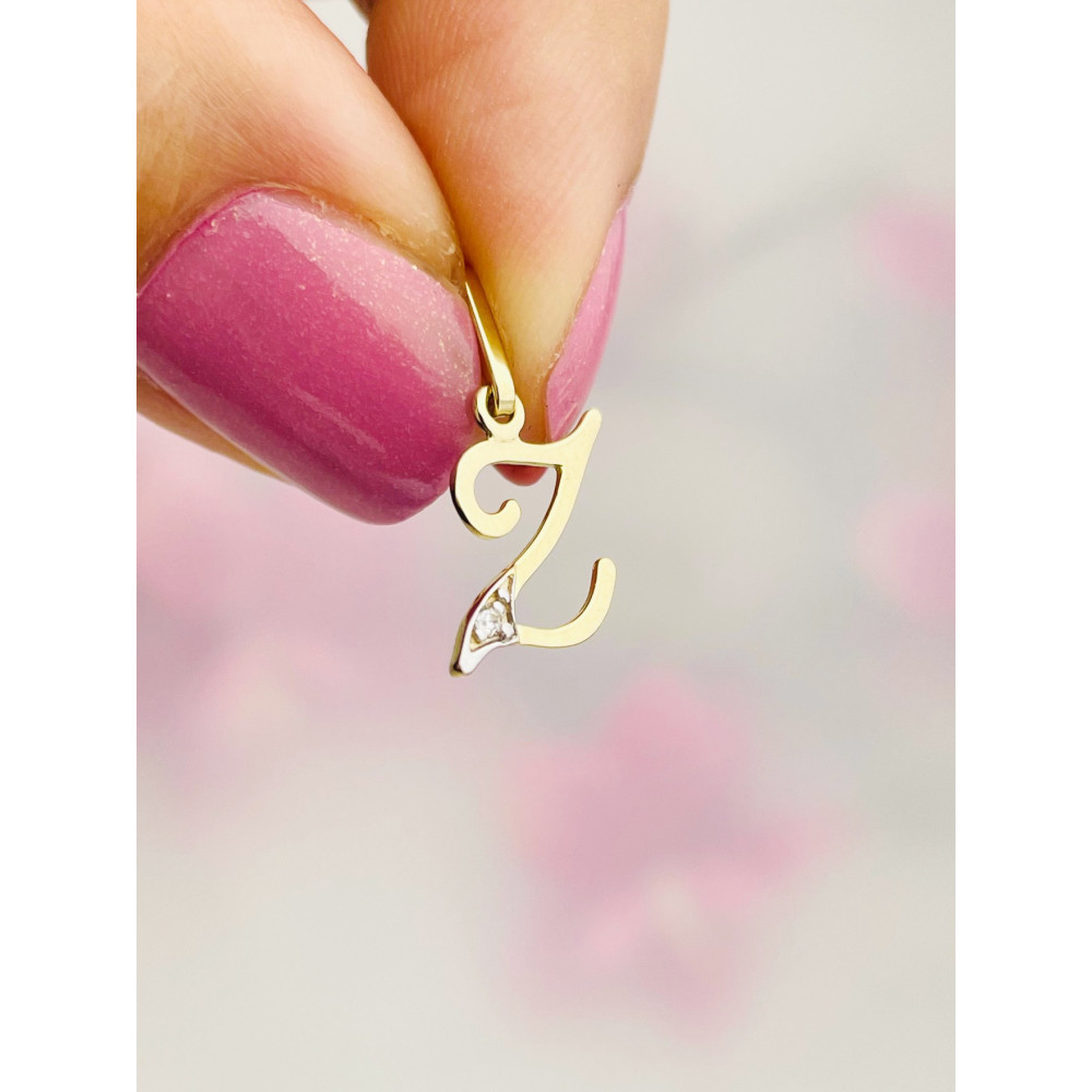 Złoty wisiorek zawieszka ozdobna literka Z z cyrkoniami