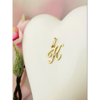 Anhänger Buchstabe K Kettenanhänger Goldanhänger mit Zirkonia Gelbgold