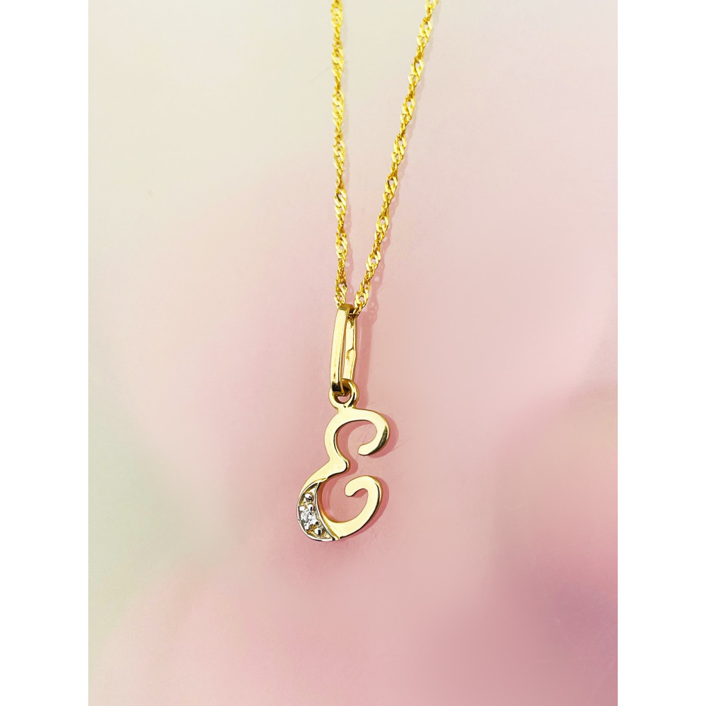 Anhänger Buchstabe E Kettenanhänger Goldanhänger mit Zirkonia Gelbgold