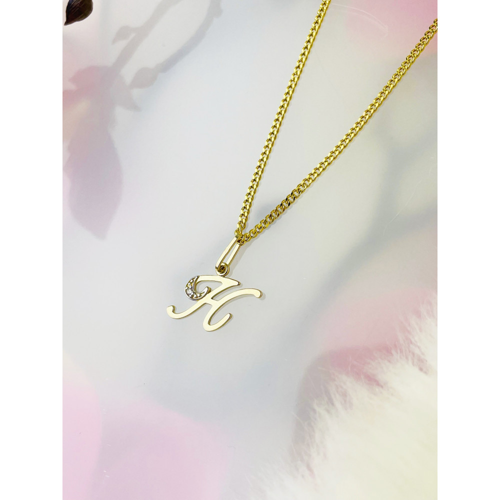 Anhänger Buchstabe H Kettenanhänger Goldanhänger 14KT Gelbgold