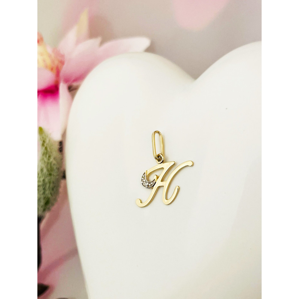 Anhänger Buchstabe H Kettenanhänger Goldanhänger 14KT Gelbgold