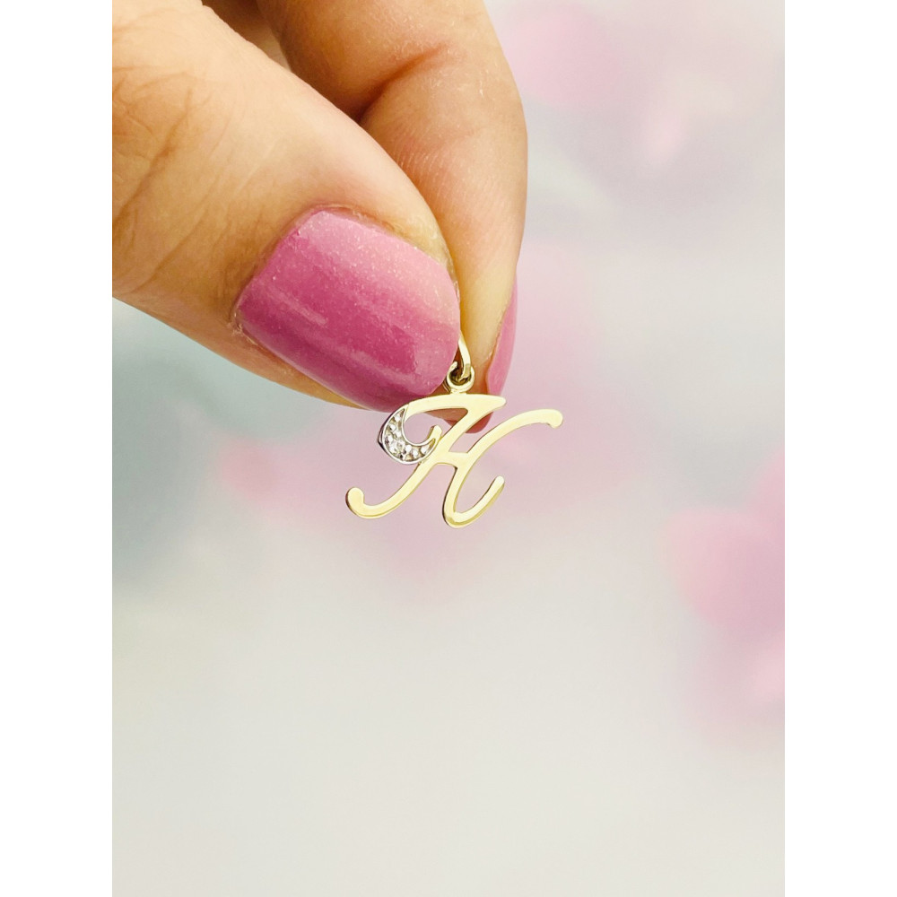 Anhänger Buchstabe H Kettenanhänger Goldanhänger 14KT Gelbgold