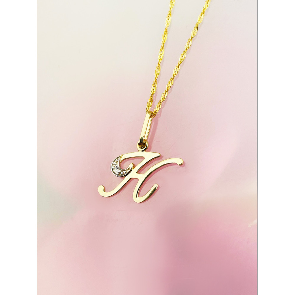 Anhänger Buchstabe H Kettenanhänger Goldanhänger 14KT Gelbgold