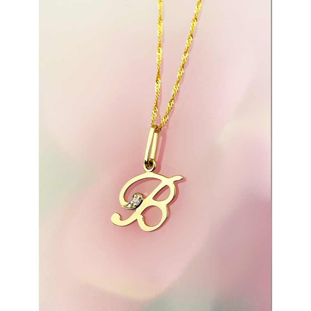 Anhänger Buchstabe B Kettenanhänger Goldanhänger 14KT Gelbgold