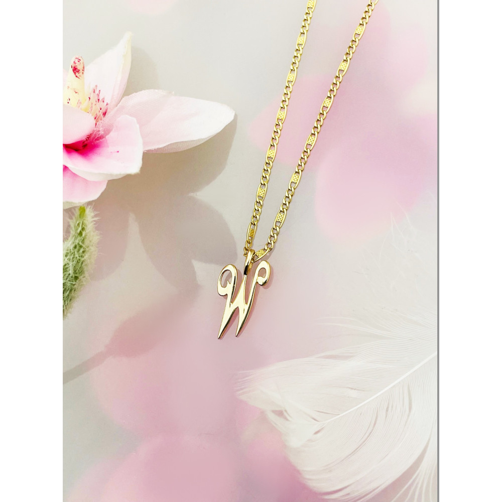 Anhänger Buchstabe W Kettenanhänger Goldanhänger Gelbgold